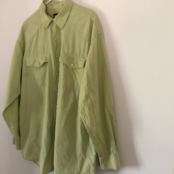 Men’s green pearl snap button up Resistol rode gear - Picture 3 of 15